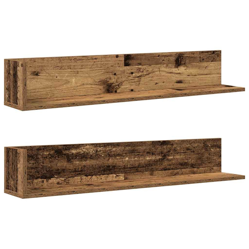 vidaXL 2 db antik fa színű szerelt fa fali polc 100x16,5x16,5 cm