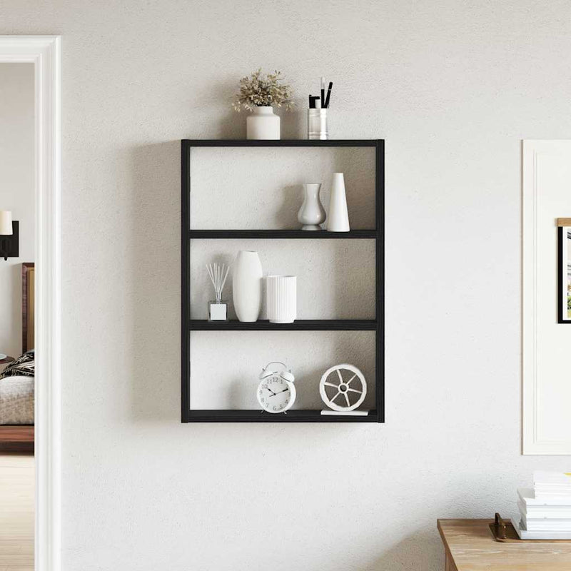 vidaXL fekete szerelt fa fali polc 43 x 9 x 60 cm