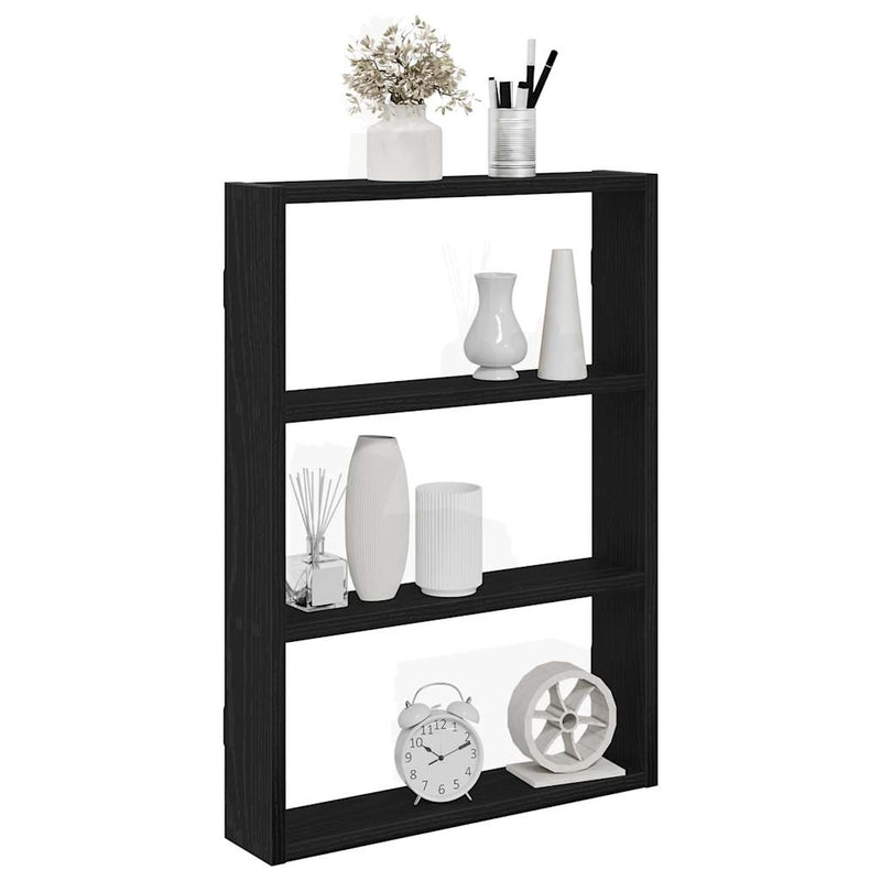 vidaXL fekete szerelt fa fali polc 43 x 9 x 60 cm