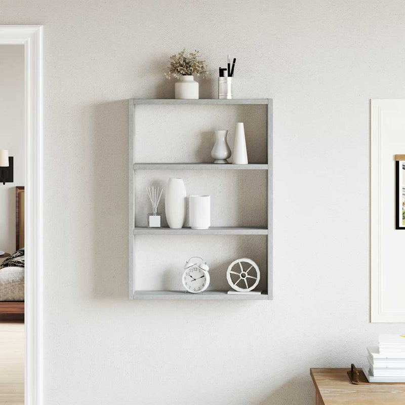 vidaXL betonszürke szerelt fa fali polc 43 x 9 x 60 cm