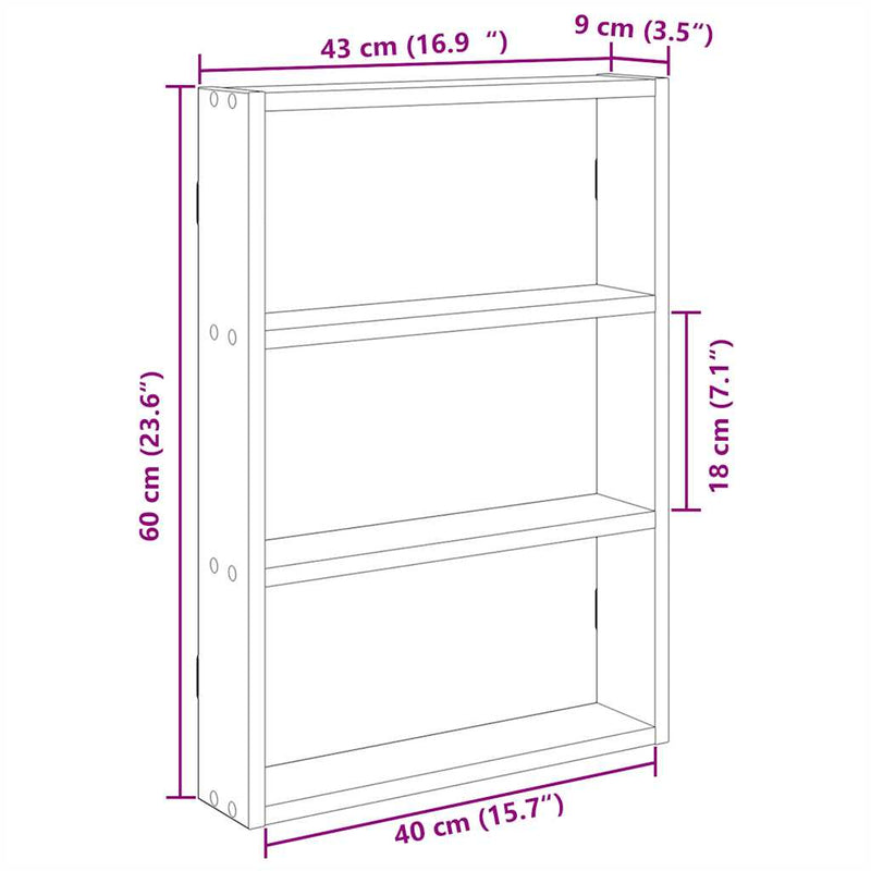 vidaXL füstös tölgy színű szerelt fa fali polc 43 x 9 x 60 cm
