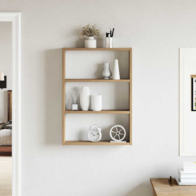 vidaXL kézműves tölgy színű szerelt fa fali polc 43 x 9 x 60 cm