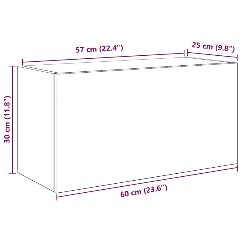 vidaXL fekete szerelt fa fali fürdőszobaszekrény 60x25x30 cm