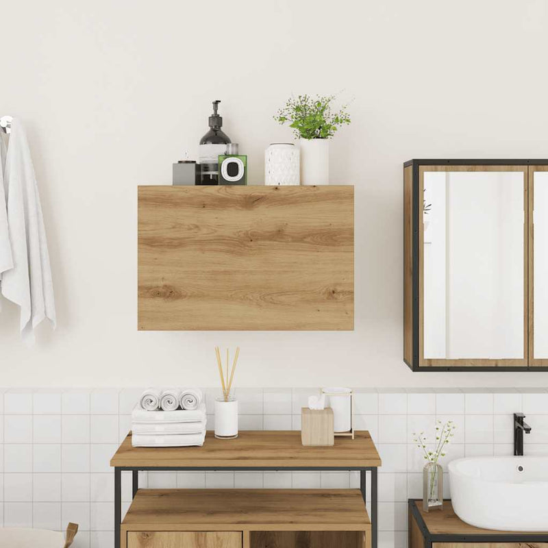 vidaXL kézműves tölgy szerelt fa fali fürdőszobaszekrény 60x25x40 cm