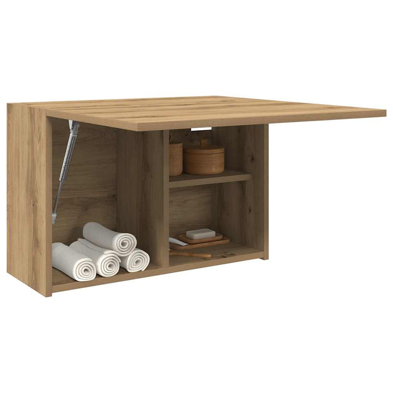 vidaXL kézműves tölgy szerelt fa fali fürdőszobaszekrény 60x25x40 cm