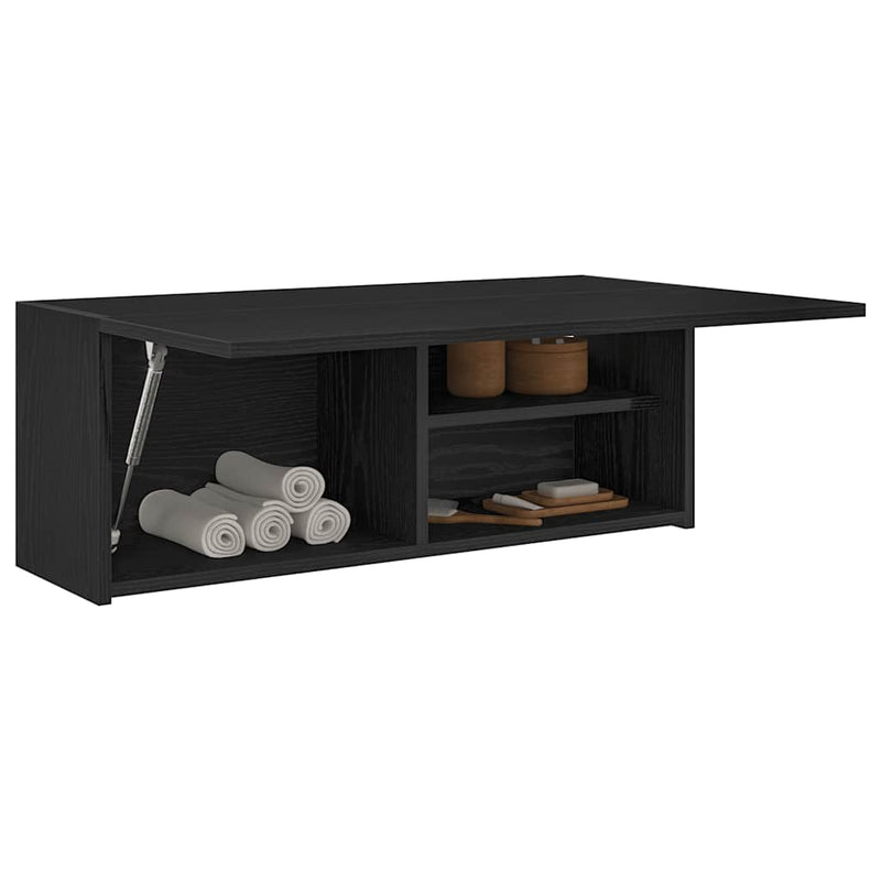 vidaXL fekete szerelt fa fali fürdőszobaszekrény 80x25x30 cm