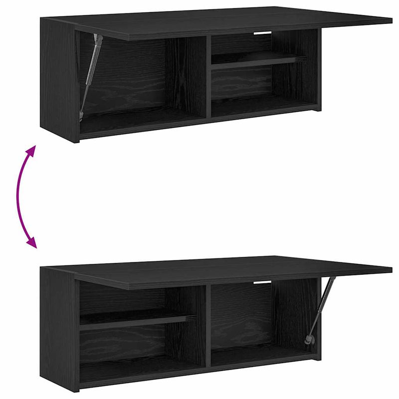 vidaXL fekete szerelt fa fali fürdőszobaszekrény 80x25x30 cm