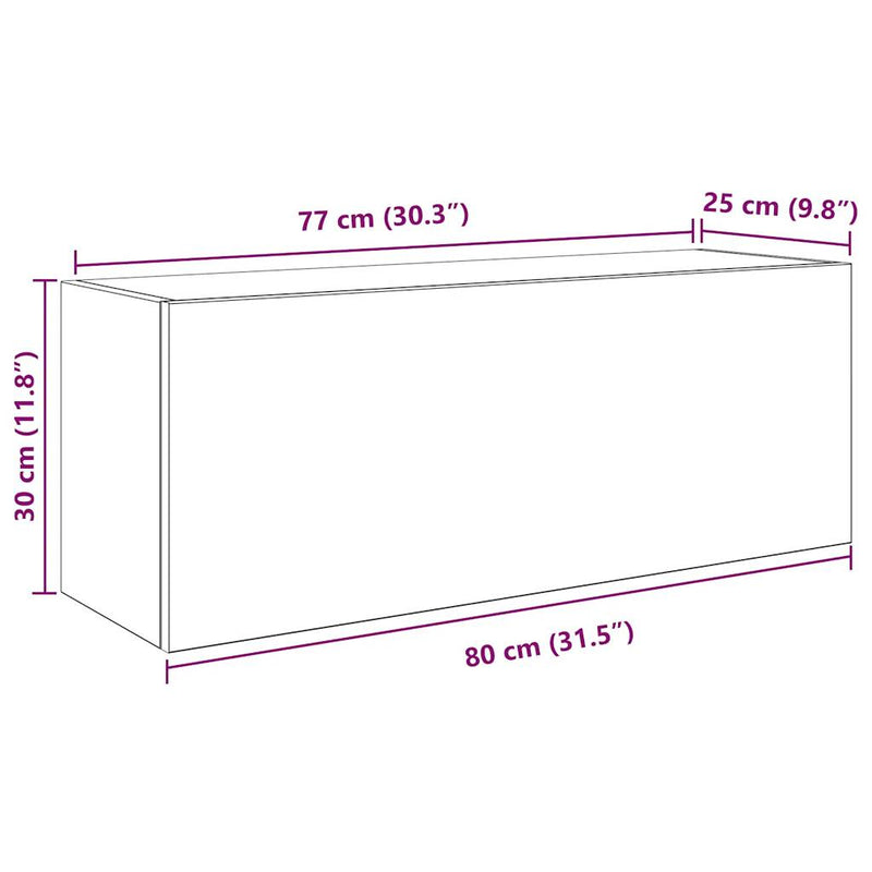 vidaXL betonszürke szerelt fa fali fürdőszobaszekrény 80 x 25 x 30 cm