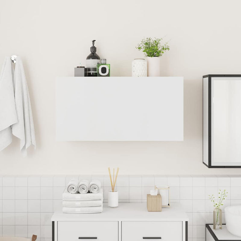 vidaXL fehér szerelt fa fali fürdőszobaszekrény 80x25x40 cm