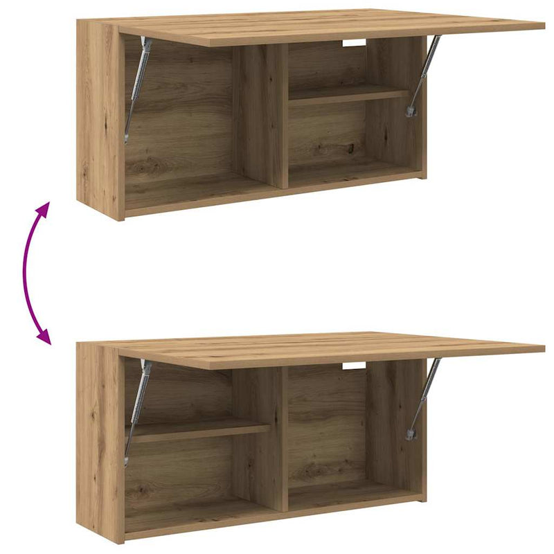 vidaXL kézműves tölgy szerelt fa fali fürdőszobaszekrény 80x25x40 cm