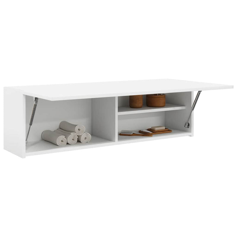vidaXL fehér szerelt fa fali fürdőszobaszekrény 100x25x30 cm
