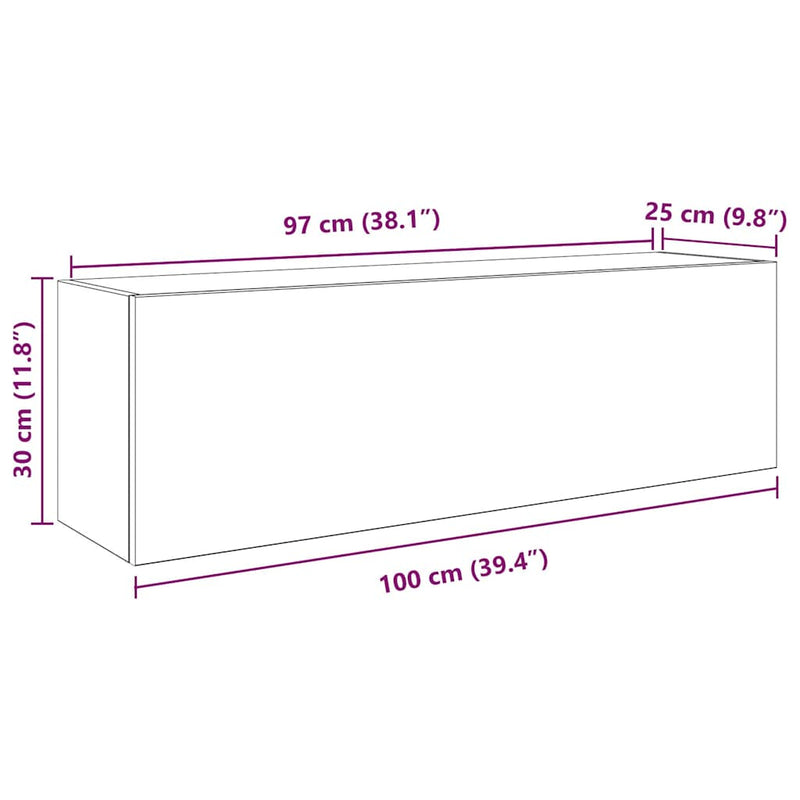 vidaXL fekete szerelt fa fali fürdőszobaszekrény 100x25x30 cm