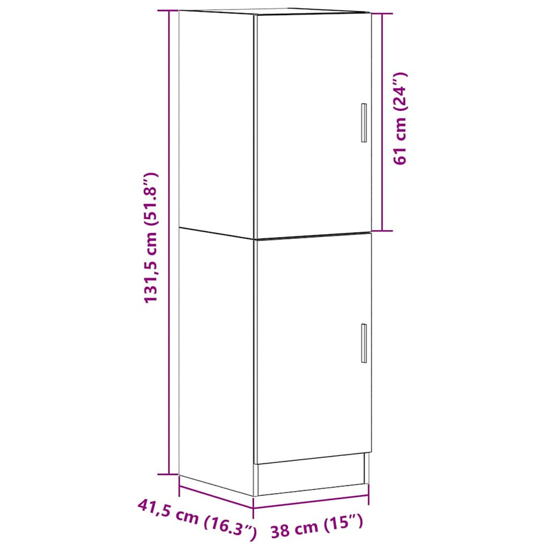 vidaXL szürke sonoma színű szerelt fa konyhaszekrény 38x41,5x131,5 cm
