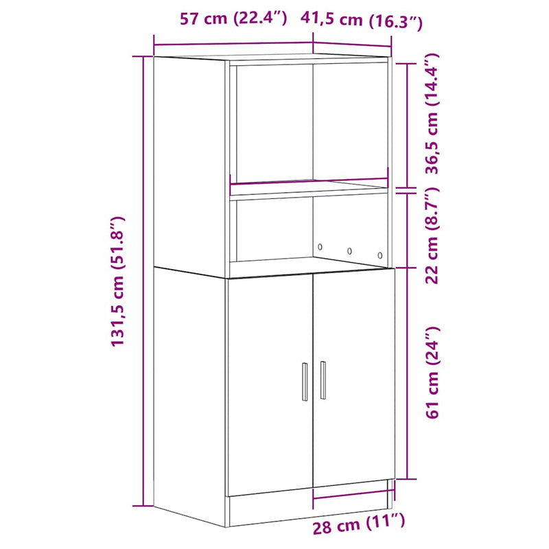 vidaXL sonoma tölgy színű szerelt fa konyhaszekrény 57x41,5x131,5 cm
