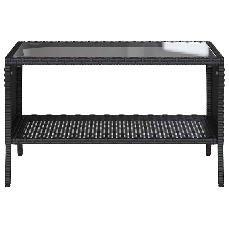 vidaXL 2 személyes fekete polyrattan kerti kanapé asztallal&párnával