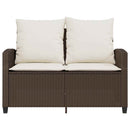 vidaXL 2 személyes barna polyrattan kerti kanapé asztallal&párnával