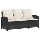 vidaXL 3 személyes fekete polyrattan kerti kanapé asztallal&párnával