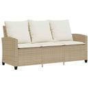 vidaXL 3 személyes bézs polyrattan kerti kanapé asztallal&párnával