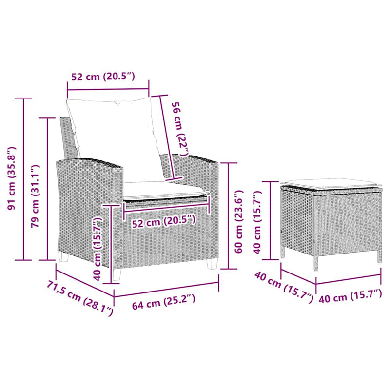 vidaXL 4 részes világosszürke polyrattan kerti ülőgarnitúra párnákkal