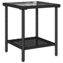 vidaXL L-alakú fekete polyrattan kerti kanapé asztallal és párnával