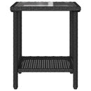 vidaXL L-alakú fekete polyrattan kerti kanapé asztallal és párnával