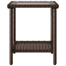 vidaXL L-alakú barna polyrattan kerti kanapé asztallal és párnával