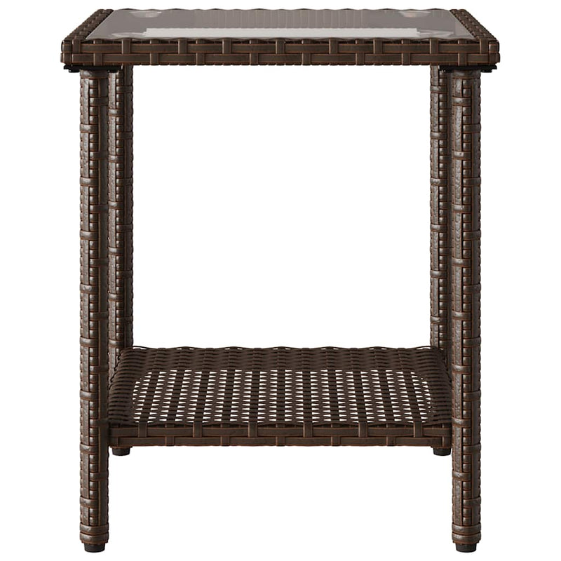 vidaXL L-alakú barna polyrattan kerti kanapé asztallal és párnával