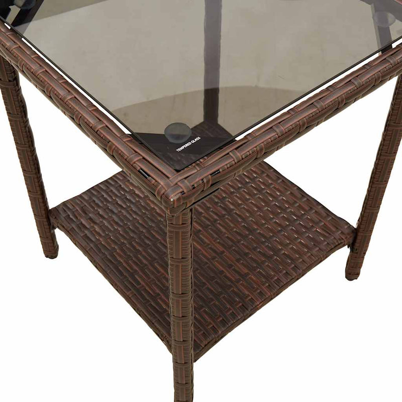 vidaXL L-alakú barna polyrattan kerti kanapé asztallal és párnával