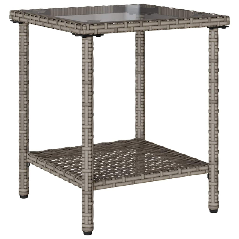 vidaXL L-alakú szürke polyrattan kerti kanapé asztallal és párnával