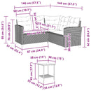 vidaXL L-alakú szürke polyrattan kerti kanapé asztallal és párnával