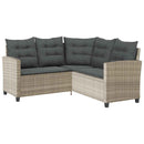 vidaXL L-alakú szürke polyrattan kerti kanapé asztallal és párnákkal