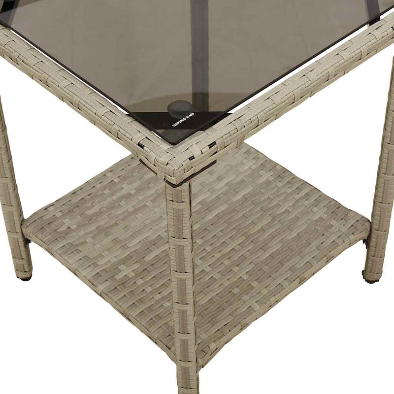 vidaXL L-alakú szürke polyrattan kerti kanapé asztallal és párnákkal