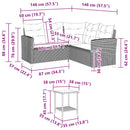 vidaXL L-alakú szürke polyrattan kerti kanapé asztallal és párnákkal