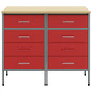 vidaXL Munkaszekrény fiókkal 2 pcs Piros és Szürke 100 x 55 x 85 cm