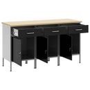 vidaXL Munkaszekrény fiókkal 3 pcs Fekete és Szürke 150 x 55 x 85 cm
