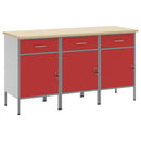 vidaXL Munkaszekrény fiókkal 3 db Piros és Szürke 150 x 55 x 85 cm