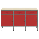vidaXL Munkaszekrény fiókkal 3 db Piros és Szürke 150 x 55 x 85 cm