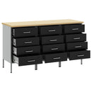 vidaXL Munkaszekrény fiókkal 3 pcs Fekete és Szürke 150 x 55 x 85 cm