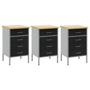 vidaXL Munkaszekrény fiókkal 3 pcs Fekete és Szürke 150 x 55 x 85 cm
