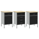 vidaXL Munkaszekrény fiókkal 3 pcs Fekete és Szürke 150 x 55 x 85 cm