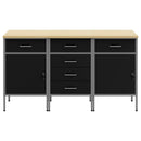 vidaXL Munkaszekrény fiókkal 3 pcs Fekete és Szürke 150 x 55 x 85 cm