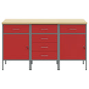 vidaXL Munkaszekrény fiókkal 3 db Piros és Szürke 150 x 55 x 85 cm