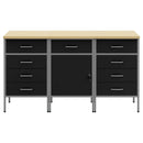 vidaXL Munkaszekrény fiókkal 3 pcs Fekete és Szürke 150 x 55 x 85 cm