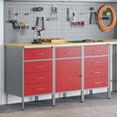 vidaXL Munkaszekrény fiókkal 3 db Piros és Szürke 150 x 55 x 85 cm