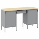 vidaXL Munkaszekrény 3 pcs Fekete 150 x 55 x 85 cm Mérnöki fa és Acél