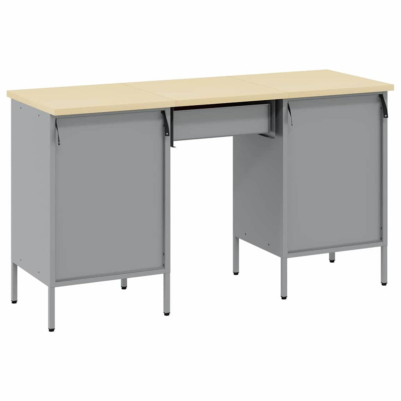 vidaXL Munkaszekrény 3 pcs Fekete 150 x 55 x 85 cm Mérnöki fa és Acél