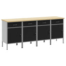 vidaXL Munkaszekrény fiókkal 4 pcs Fekete és Szürke 200 x 55 x 85 cm