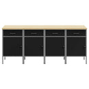 vidaXL Munkaszekrény fiókkal 4 pcs Fekete és Szürke 200 x 55 x 85 cm