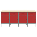 vidaXL Munkaszekrény fiókkal 4 pcs Piros és Szürke 200 x 55 x 85 cm