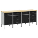 vidaXL Munkaszekrény fiókkal 4 pcs Fekete és Szürke 200 x 55 x 85 cm